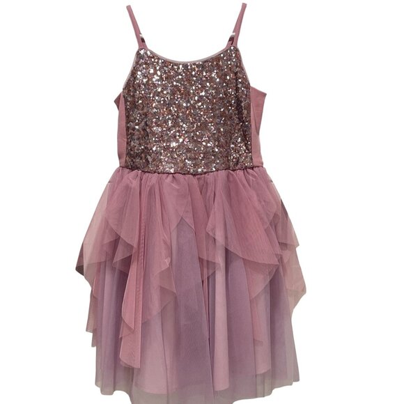Fairycore Cat And Jack Sequin Tulle Dress Pink Girls 10 12 Princess Coquette - Picture 4 of 10